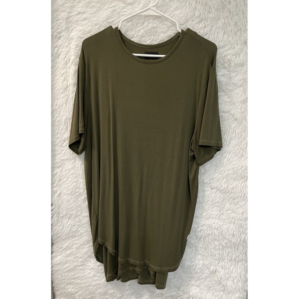 Stampd Los Angeles Green short sleeve layered tunic Top Size M Modal fabric